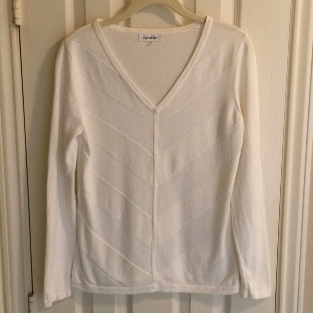 Calvin Klein Off-White V-Neck Sweater